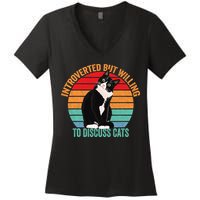 Introverted But Willing To Discuss Cats Introverted Cat Women's V-Neck T-Shirt