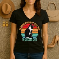 Introverted But Willing To Discuss Cats Introverted Cat Women's V-Neck T-Shirt