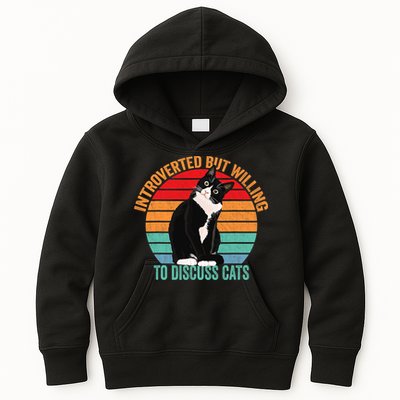 Introverted But Willing To Discuss Cats Introverted Cat Kids Hoodie