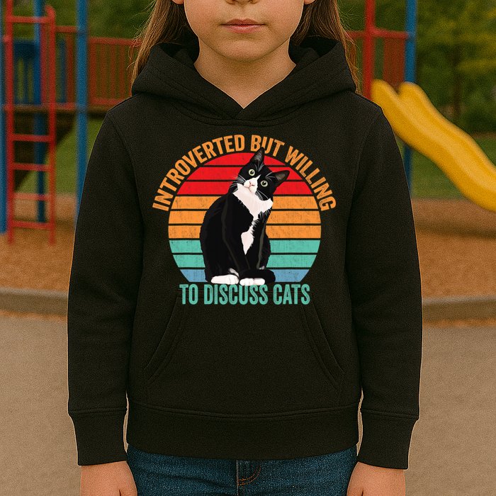 Introverted But Willing To Discuss Cats Introverted Cat Kids Hoodie