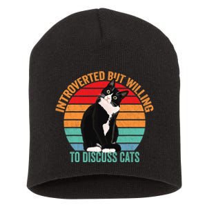 Introverted But Willing To Discuss Cats Introverted Cat Short Acrylic Beanie