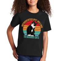 Introverted But Willing To Discuss Cats Introverted Cat Kids T-Shirt