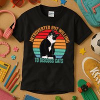 Introverted But Willing To Discuss Cats Introverted Cat Kids T-Shirt