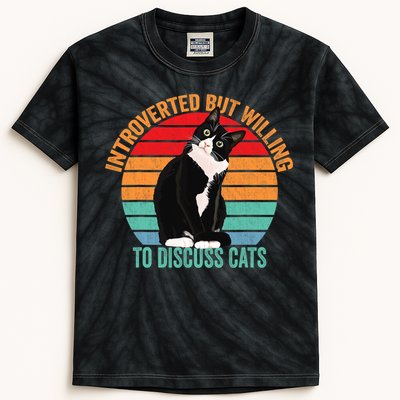Introverted But Willing To Discuss Cats Introverted Cat Kids Tie-Dye T-Shirt