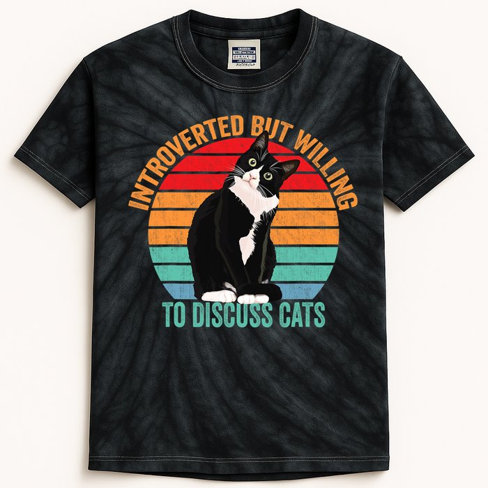 Introverted But Willing To Discuss Cats Introverted Cat Kids Tie-Dye T-Shirt