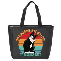 Introverted But Willing To Discuss Cats Introverted Cat Zip Tote Bag