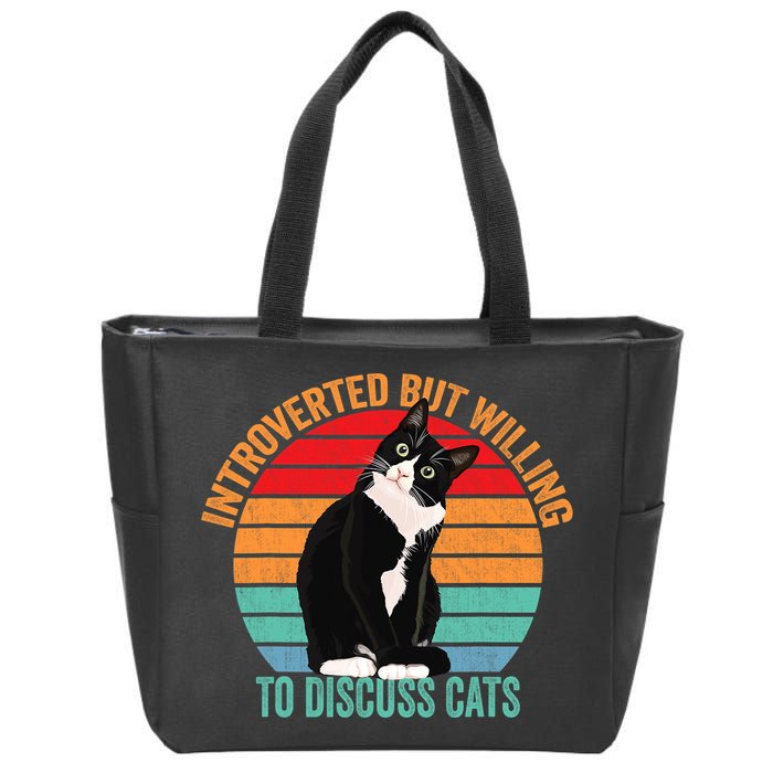 Introverted But Willing To Discuss Cats Introverted Cat Zip Tote Bag