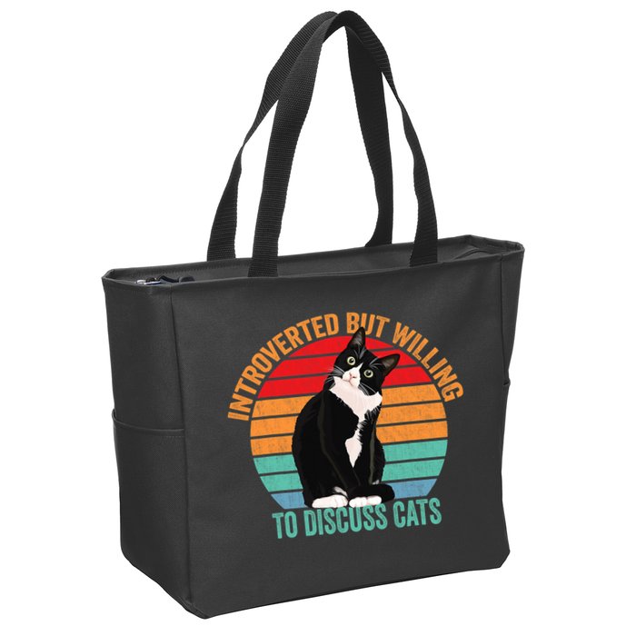 Introverted But Willing To Discuss Cats Introverted Cat Zip Tote Bag