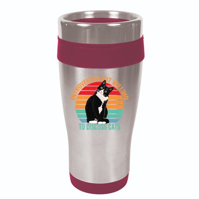 Introverted But Willing To Discuss Cats Introverted Cat 16oz Travel Tumbler