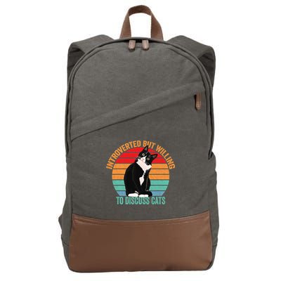 Introverted But Willing To Discuss Cats Introverted Cat Cotton Canvas Backpack