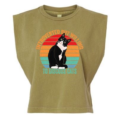 Introverted But Willing To Discuss Cats Introverted Cat Garment-Dyed Women's Muscle Tee