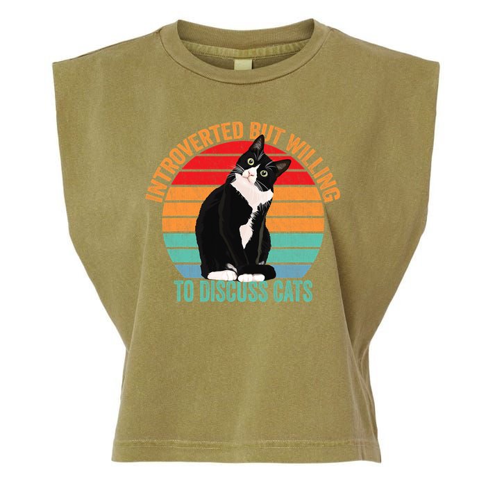 Introverted But Willing To Discuss Cats Introverted Cat Garment-Dyed Women's Muscle Tee