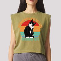 Introverted But Willing To Discuss Cats Introverted Cat Garment-Dyed Women's Muscle Tee