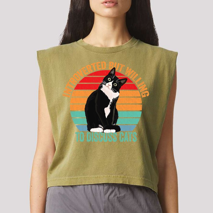 Introverted But Willing To Discuss Cats Introverted Cat Garment-Dyed Women's Muscle Tee