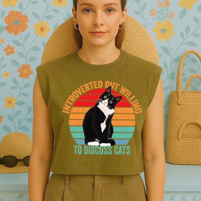 Introverted But Willing To Discuss Cats Introverted Cat Garment-Dyed Women's Muscle Tee