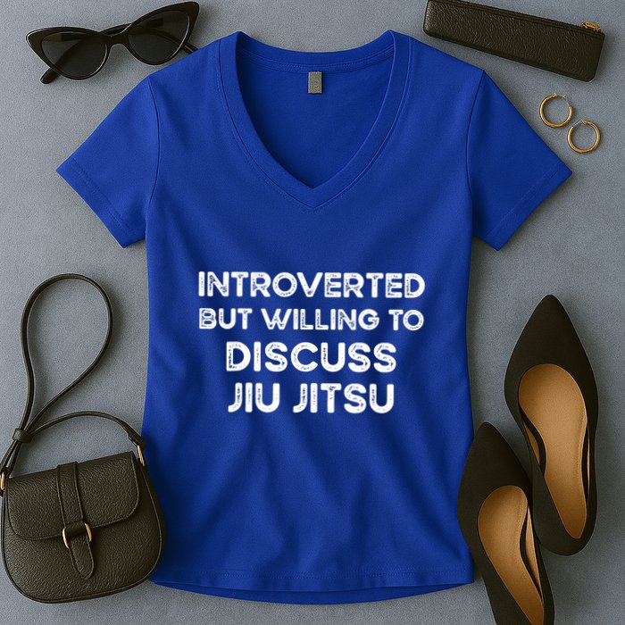 Introverted But Willing To Discuss JiuJitsu Women's V-Neck T-Shirt