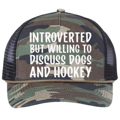 Introverted But Willing To Discuss Dogs And Hockey Funny Retro Rope Trucker Hat Cap