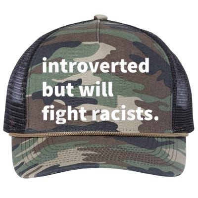 Introverted But Will Fight Racists Retro Rope Trucker Hat Cap