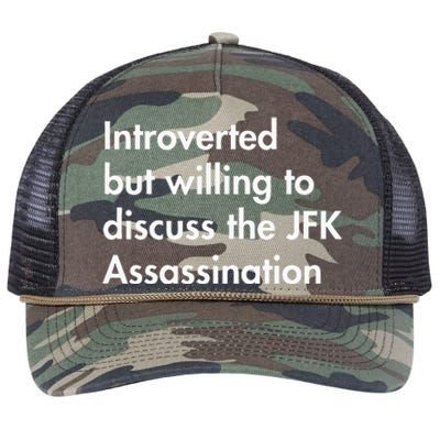 Introverted But Willing To Discuss The Jfk Assassination Retro Rope Trucker Hat Cap