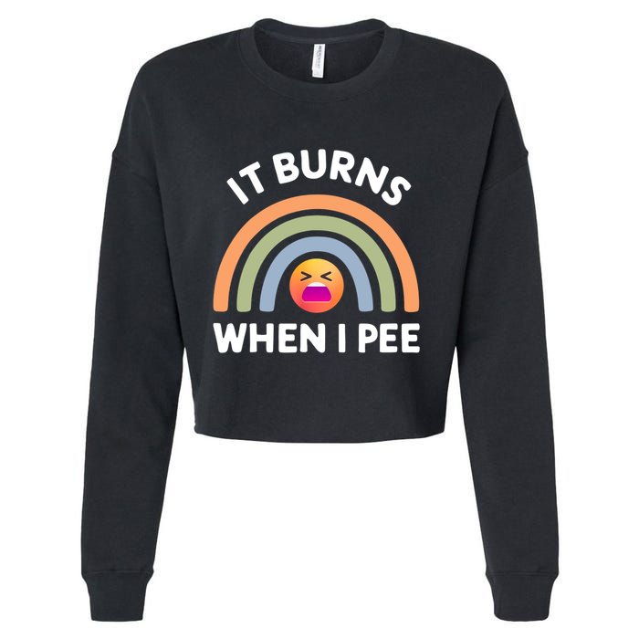 It Burns When I Pee Funny Sarcastic Cropped Pullover Crew