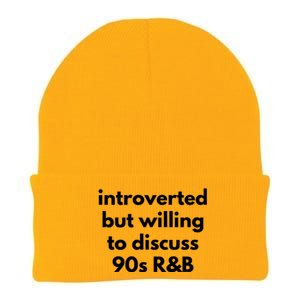 Introverted But Willing To Discuss 90s R&B Funny Music Fan Knit Cap Winter Beanie