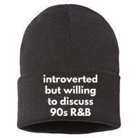 Introverted But Willing To Discuss 90s R&B Funny Music Fan Sustainable Knit Beanie