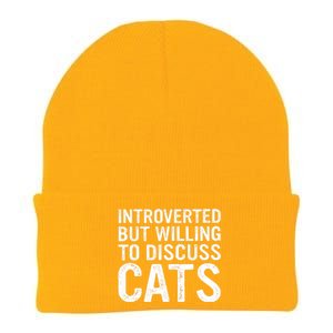 Introverted But Willing To Discuss Cats Funny Cats Lover Knit Cap Winter Beanie