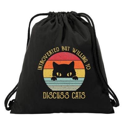 Introverted But Willing To Discuss Cats Drawstring Bag