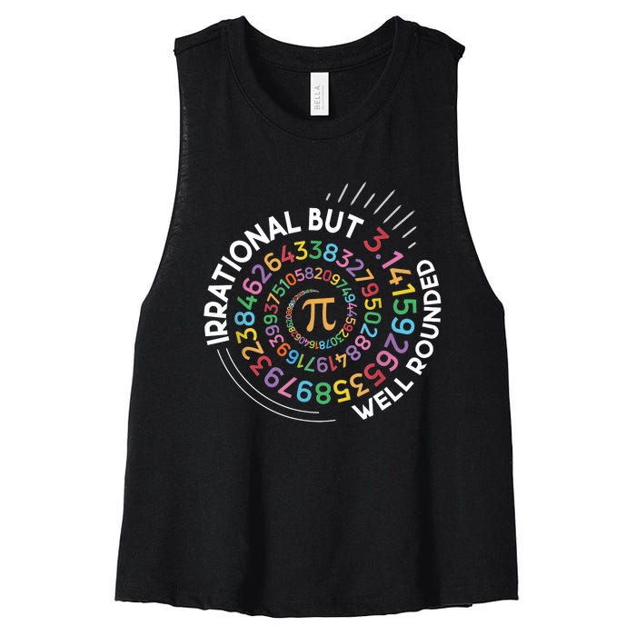 Irrational But Well Rounded Pi Day Math Teacher Student Geek Women's Racerback Cropped Tank