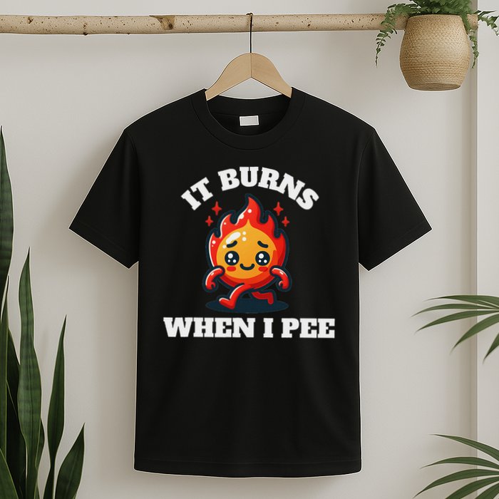 It Burns When I Pee Funny Design Sarcastic Ironic T-Shirt