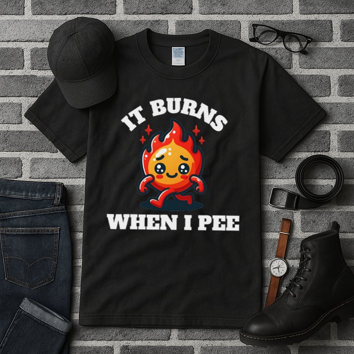 It Burns When I Pee Funny Design Sarcastic Ironic Tall T-Shirt