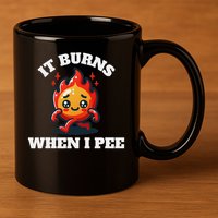 It Burns When I Pee Funny Design Sarcastic Ironic 11oz C Handle Ceramic Mug