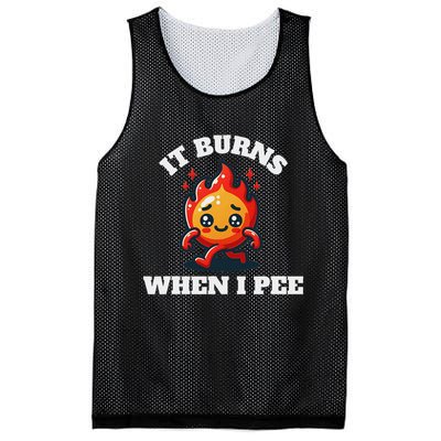 It Burns When I Pee Funny Design Sarcastic Ironic Mesh Reversible Basketball Jersey Tank
