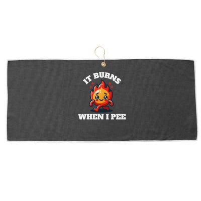 It Burns When I Pee Funny Design Sarcastic Ironic Large Microfiber Waffle Golf Towel
