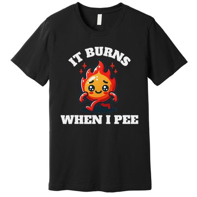 It Burns When I Pee Funny Design Sarcastic Ironic Premium T-Shirt