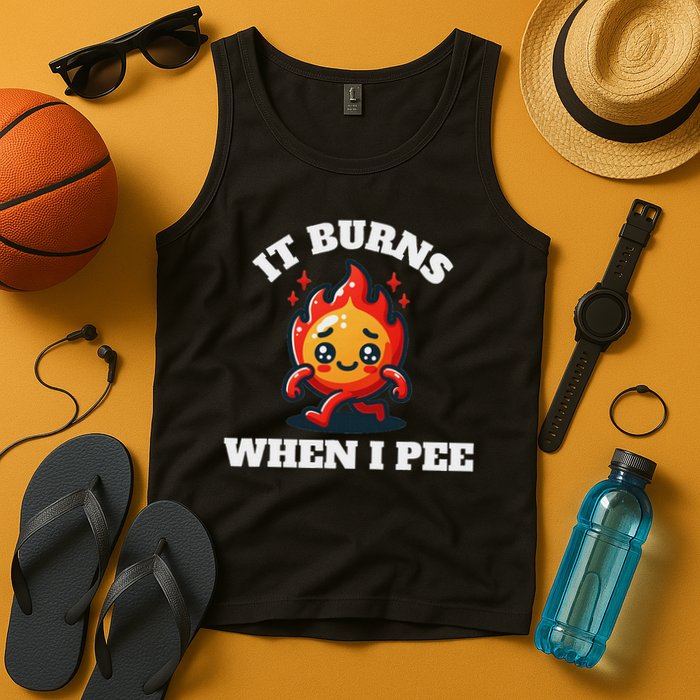 It Burns When I Pee Funny Design Sarcastic Ironic Tank Top