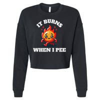 It Burns When I Pee Funny Design Sarcastic Ironic Cropped Pullover Crew