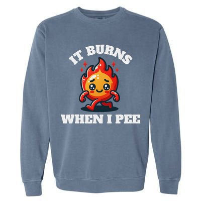 It Burns When I Pee Funny Design Sarcastic Ironic Garment-Dyed Sweatshirt