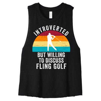 Introverted But Willing To Discuss Fling Golf Funny Fling Golf Retro Fling Golf Women's Racerback Cropped Tank