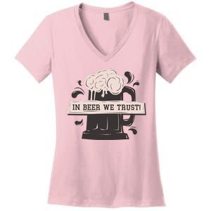 In Beer We Trust Women's V-Neck T-Shirt