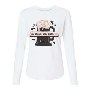 In Beer We Trust Womens Cotton Relaxed Long Sleeve T-Shirt