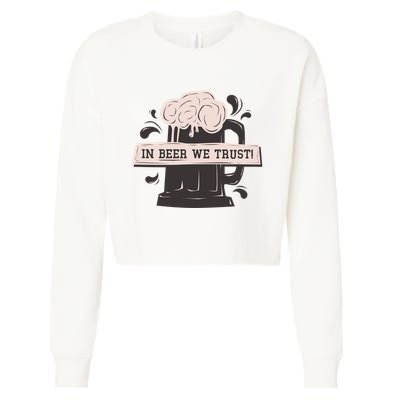 In Beer We Trust Cropped Pullover Crew