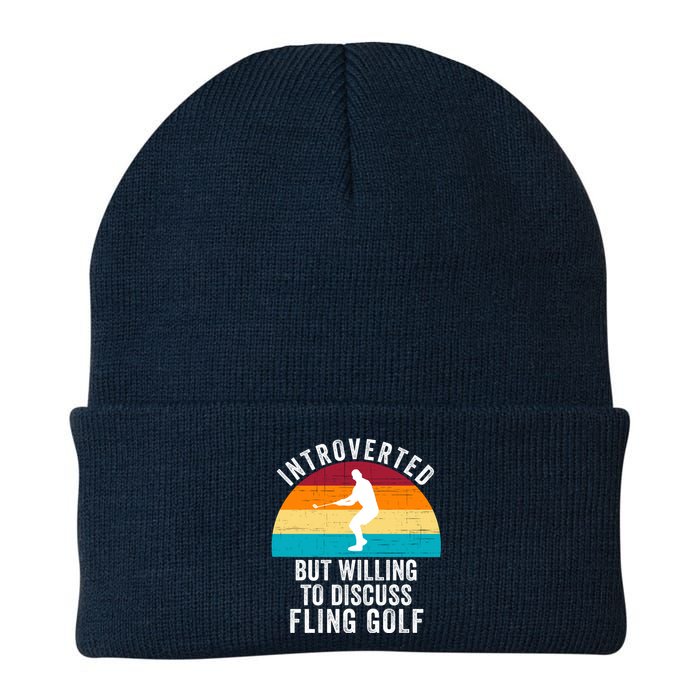 Introverted But Willing To Discuss Fling Golf Retro Fling Golf Funny Fling Golf Knit Cap Winter Beanie