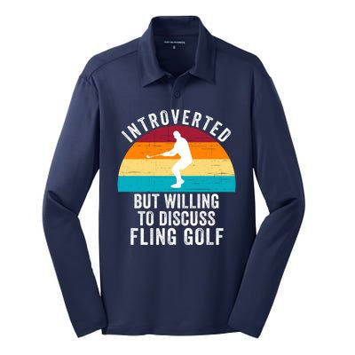 Introverted But Willing To Discuss Fling Golf Retro Fling Golf Funny Fling Golf Silk Touch Performance Long Sleeve Polo