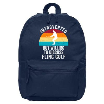 Introverted But Willing To Discuss Fling Golf Retro Fling Golf Funny Fling Golf 16 in Basic Backpack