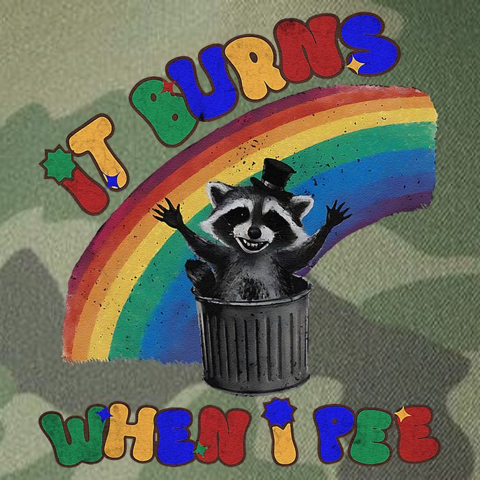 It Burns When I Pee Funny Racoon Meme Rainbow Saying Humor Legacy Tie Dye Trucker Hat