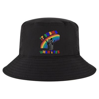 It Burns When I Pee Funny Racoon Meme Rainbow Saying Humor Cool Comfort Performance Bucket Hat