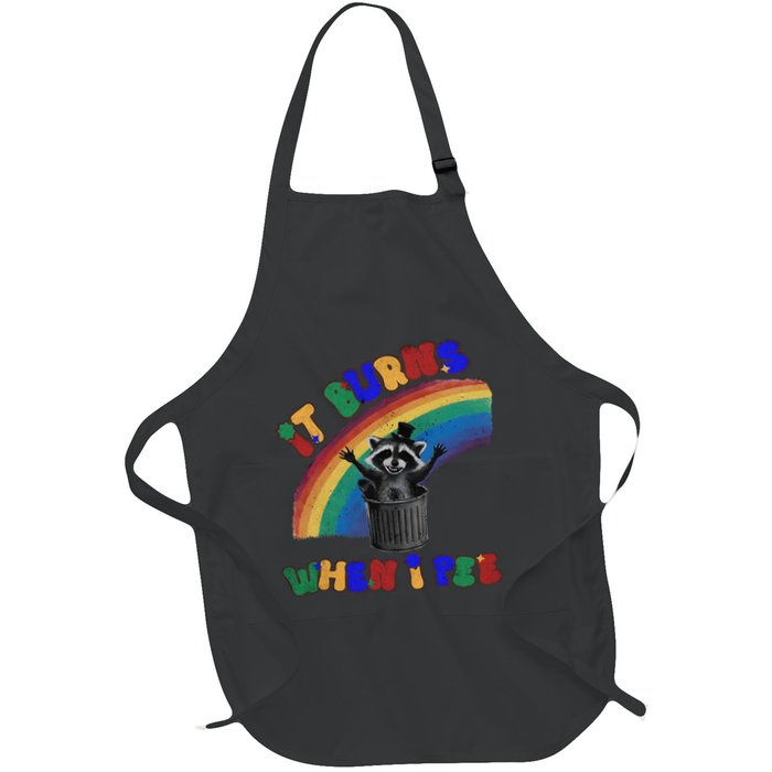 It Burns When I Pee Funny Racoon Meme Rainbow Saying Humor Apron