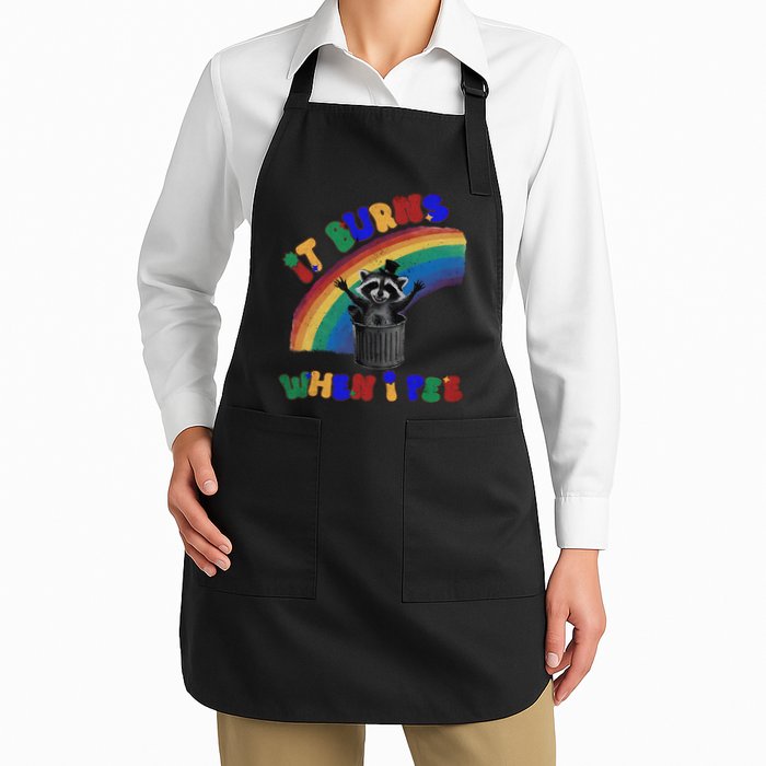 It Burns When I Pee Funny Racoon Meme Rainbow Saying Humor Apron