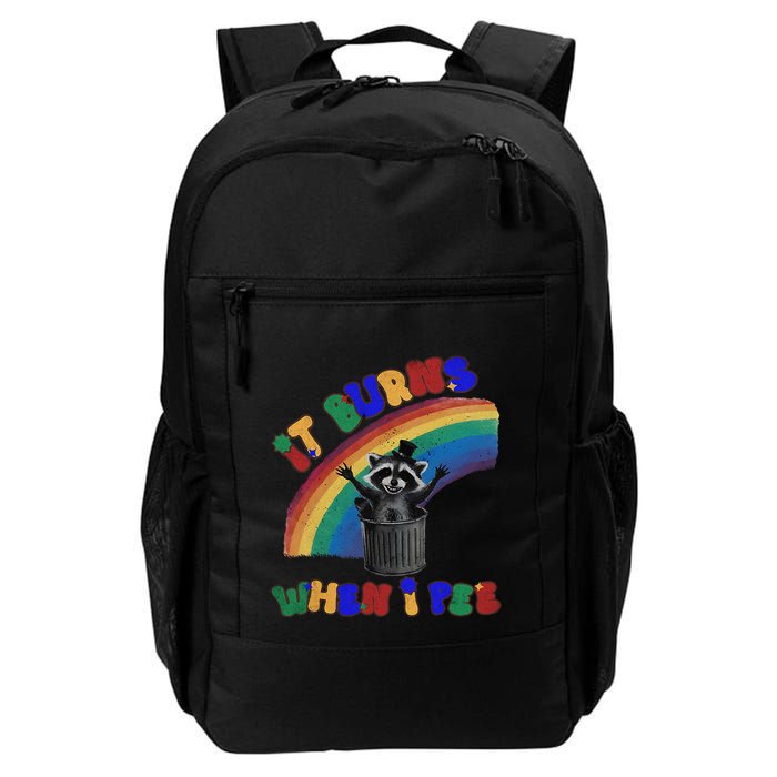 It Burns When I Pee Funny Racoon Meme Rainbow Saying Humor Backpack